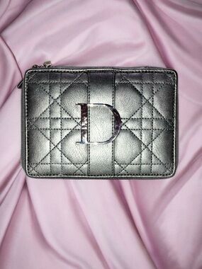 Dior Silver Logo Limited Edition Quilted Pouch Clutch Palette Travel Case Wallet